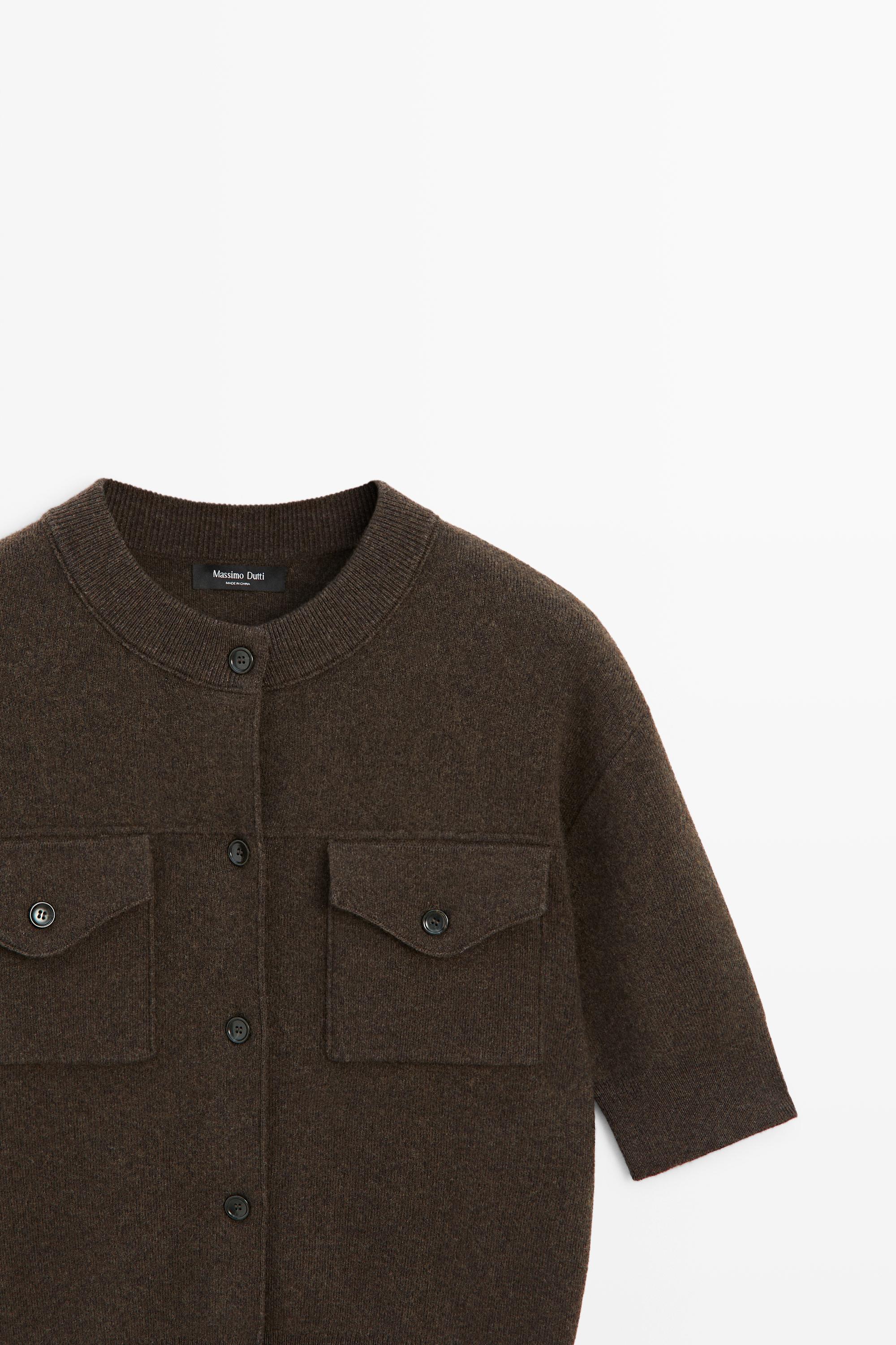 Short sleeve knit cardigan with pockets